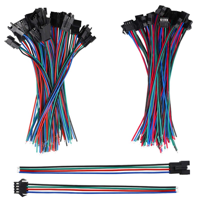 mxuteuk 20 Pairs 22 AWG JST SM Plug 4 Pin Male to Female LED Wire Connector Adapter Electrical Cable 150mm for Led Strip 5050 3528 - Image 1